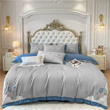 Light Luxury Bedding Set Pure Cotton Embroidery Duvet Cover Fitted Bed Sheet and Pillowcases Queen King Size Bed Comforter Set