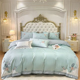 Light Luxury Bedding Set Pure Cotton Embroidery Duvet Cover Fitted Bed Sheet and Pillowcases Queen King Size Bed Comforter Set