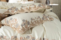 Luxury 80s Cotton Embroidery Bedding Set Frame Bed Sheets White Color