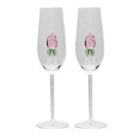 Luxury Creative Transparent Crystal Glass Cup Rose Decoration Goblet Champagne Glasses Cocktail Bar Party Hotel Drinkware