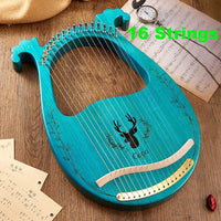 Lyre Harp 16/19/21/24/27/32 Strings Piano Harp Lyre Harp Wooden Mahogany Musical Instrument With Tuning Wrench Spare Strings