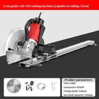 Máquina De Entalho De Parede De Concreto Reforçado, Máquina De Corte De Parede De Tijolo, Máquina De Sulco Elétrico, 2.4m Trilho De Guia, 220V