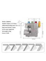 Máquina de costura do Overlock do agregado familiar, máquina de costura pequena, 2, 3, 4 linha, 220V