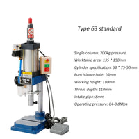 Máquina de perfuração pneumática da imprensa da mão, força ajustável, 200kg, 110V, 220V