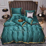 AOOKMIYA MIDSUM Luxury Bedding Set 4pcs Embroidery Duvet Cover Bed Sheet Pillow Cases Queen King Size Fitted Sheet High-End Home Textile