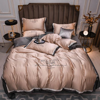 AOOKMIYA MIDSUM Luxury Bedding Set 4pcs Embroidery Duvet Cover Bed Sheet Pillow Cases Queen King Size Fitted Sheet High-End Home Textile