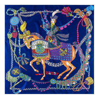 Manual Hand Rolled Twill Silk Scarf Women Horse Print Square Scarves Wraps Echarpes Curled Foulards Femme Bandana Hijabs