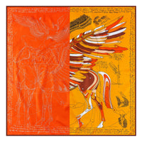 Manual Hand Rolled Twill Silk Scarf Women Horse Print Square Scarves Wraps Echarpes Curled Foulards Femme Bandana Hijabs