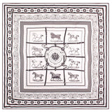 Manual Hand Rolled Twill Silk Scarf Women Horse Print Square Scarves Wraps Echarpes Curled Foulards Femme Bandana Hijabs