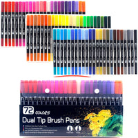 Marcadores da arte da aguarela canetas de escova ponta dupla fineliner desenho 12/48/60/72/100 cores para a pintura da caligrafia conjunto arte suprimentos