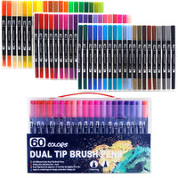 Marcadores da arte da aguarela canetas de escova ponta dupla fineliner desenho 12/48/60/72/100 cores para a pintura da caligrafia conjunto arte suprimentos