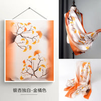 Material Assureance 100% Silk Scarf For Women Natural Soft Plus Spring Summer Art  Paint Style Large Size Plus Long Silk Shawl