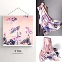 Material Assureance 100% Silk Scarf For Women Natural Soft Plus Spring Summer Art  Paint Style Large Size Plus Long Silk Shawl