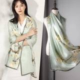 Material Assureance 100% Silk Scarf For Women Natural Soft Plus Spring Summer Art  Paint Style Large Size Plus Long Silk Shawl