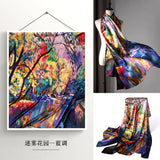 Material Assureance 100% Silk Scarf For Women Natural Soft Plus Spring Summer Art  Paint Style Large Size Plus Long Silk Shawl