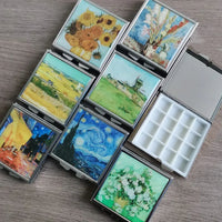 Mini Caixa De Pintura Aquarela, Espelho De Metal, Paleta Quadrada De 16 Grelha, Bandeja De Pintura, Esboço De Viagem, Aquarela Art Supplies