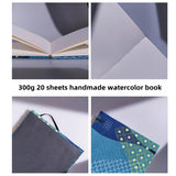 Mini Cotton Watercolor Sketchbook, Handmade Book, Papel de Pintura Portátil, Artigos de Arte, Viagem, 300g, 20 Folhas