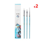 Miya HIMI Paint Brushes Set 3 Pieces for Acrylic Oil Gouache Watercolor Painting Art Hobbyist Kids Adult Nylon Hair Wooden