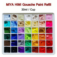 Miya Himi Guache Paint Recarga para Crianças, Jelly Cup, Lavável, 56 Cores, 30ml, 4 Unidades por lote