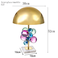 Modern gold wrought iron Table Lamp for Bedroom Bedside Luxury Crystal glass ball marble Table Light Living Room study desk lamp