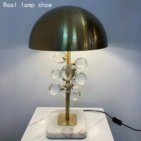 Modern gold wrought iron Table Lamp for Bedroom Bedside Luxury Crystal glass ball marble Table Light Living Room study desk lamp