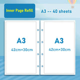 MoeTron-Transparente PVC bolso Binder, pasta de arquivos portátil, A3, A4 Organizador do documento, Portfolio, Desenho Booklet