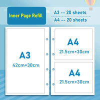 MoeTron-Transparente PVC bolso Binder, pasta de arquivos portátil, A3, A4 Organizador do documento, Portfolio, Desenho Booklet