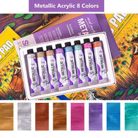 MontMart-Tinta Acrílica Fluorescente Metálica, Pintura de Parede DIY, Criação de Sapatos, Tinta para Tecido, Conjunto 8 Cores, 18ml, 36ml