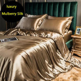 AOOKMIYA Mulberry Luxury Bedding Set With Fitted Sheet High-end 100% Satin Bedding Sets Soft Smooth Solid Color Quilts Cover