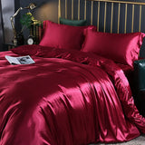 AOOKMIYA Mulberry Luxury Bedding Set With Fitted Sheet High-end 100% Satin Bedding Sets Soft Smooth Solid Color Quilts Cover