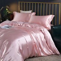 AOOKMIYA Mulberry Silk Bedding Bed Sheet Duvet Cover Fitted Full Bedspreads Sets Double-sided Four-piece Set  Satin Summer Bedroom Linens