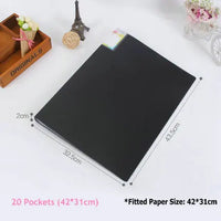 Multi Pocket A3 Folder Paper Organizer Booklet Transparent PVC Bag Display Book For A3 Paper