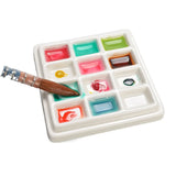 Multifuncional Art Paint Box, Paleta Aquarela com Tampa, Suprimentos de Pintura Cerâmica, Fácil de Limpar, 12 20 Grid