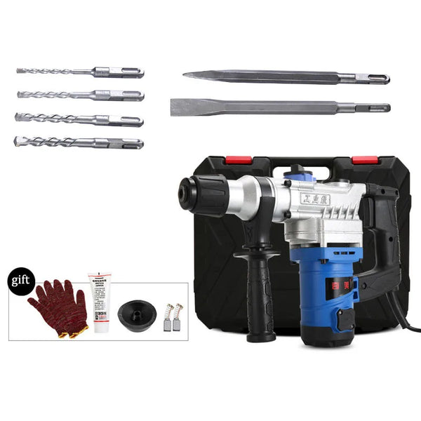 Multifuncional Rotary Hammer Impact Drill Set, picareta elétrica à mão para concreto Metal Stone