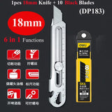 Multipurpose Faca de Aço Inoxidável Utilitário, 6 em 1, Metal Lâmina Box Cutter, Heavy Duty, Durável Ferramenta De Corte Industrial, 25mm, 18mm