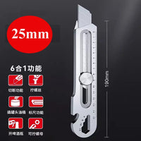 Multipurpose Faca de Aço Inoxidável Utilitário, 6 em 1, Metal Lâmina Box Cutter, Heavy Duty, Durável Ferramenta De Corte Industrial, 25mm, 18mm