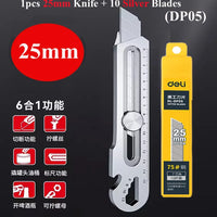 Multipurpose Faca de Aço Inoxidável Utilitário, 6 em 1, Metal Lâmina Box Cutter, Heavy Duty, Durável Ferramenta De Corte Industrial, 25mm, 18mm