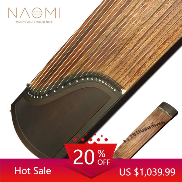 NAOMI 21 Strings Standard Black Sandalwood Guzheng Chinese Zither String Instrument Level 10 Exam Professional Performance