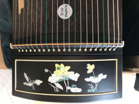 NAOMI Advanced Level Black Sandalwood Guzheng Instrument 21 Strings Chinese Zither Lotus Pattern Inlay Harp Full Accessories