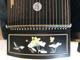 NAOMI Advanced Level Black Sandalwood Guzheng Instrument 21 Strings Chinese Zither Lotus Pattern Inlay Harp Full Accessories