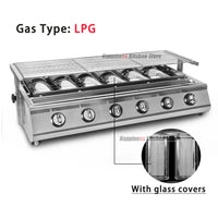 NG/LPG BBQ Grill 6 Infrared Burners Smokeless Stainless Steel Roast Stove With Covers Outdoor Grill for BBQ Cookware