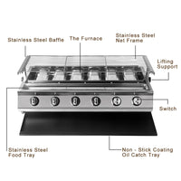 NG/LPG BBQ Grill 6 Infrared Burners Smokeless Stainless Steel Roast Stove With Covers Outdoor Grill for BBQ Cookware