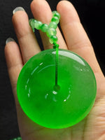 AOOKMIYA Natural jade Perfect ice jade carved AA Peace pendant and necklace