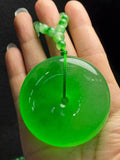 AOOKMIYA Natural jade Perfect ice jade carved AA Peace pendant and necklace