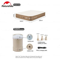 AOOKMIYA Naturehike Self-inflating Sleeping Mats Camping Air Mat 200x150 Air Bed Outdoor 2 Persons Inflatable Mattress with Electric Pump
