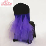 New Arrival 100PCS Free Shipping Spandex Lycra Chair Band With TuTu Sash Wedding Decoration