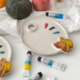 AOOKMIYA New Ceramic Palette Watercolor Gouache Special Palette Easy To Clean Porcelain Plate Paint Plate Painting Art Supplies