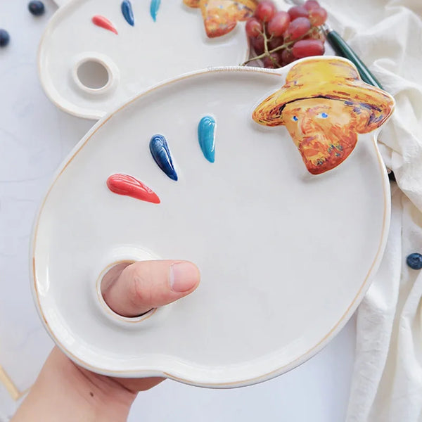 AOOKMIYA New Ceramic Palette Watercolor Gouache Special Palette Easy To Clean Porcelain Plate Paint Plate Painting Art Supplies