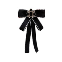 New Cloth Art Bow Tie Rhinestone Crystal Bowknot Brooches for Women Shirt Collar Pins Wedding Party Necktie Jewelry Accessories