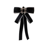 New Cloth Art Bow Tie Rhinestone Crystal Bowknot Brooches for Women Shirt Collar Pins Wedding Party Necktie Jewelry Accessories